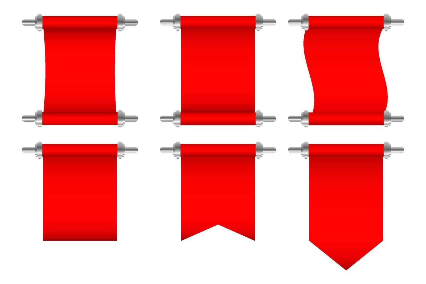 set realistic illustration of scrolls. illustration vector