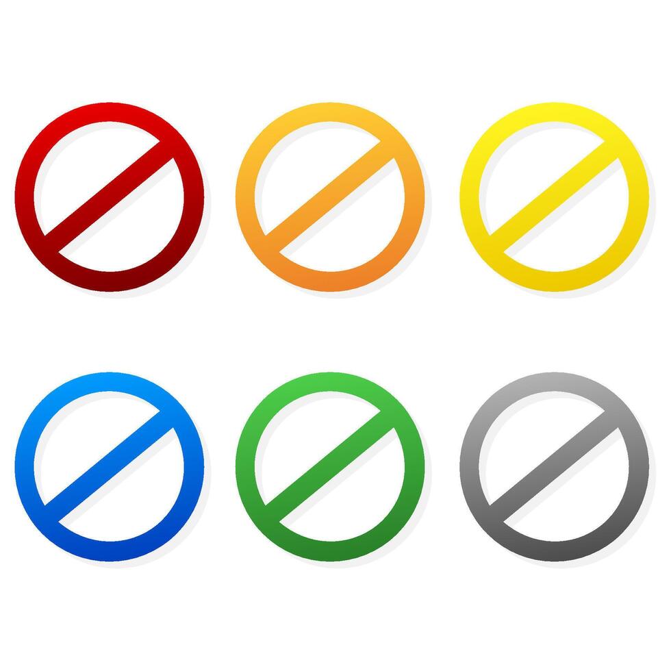 Prohibition signs of different colors isolated on white background for placement inside. illustration vector