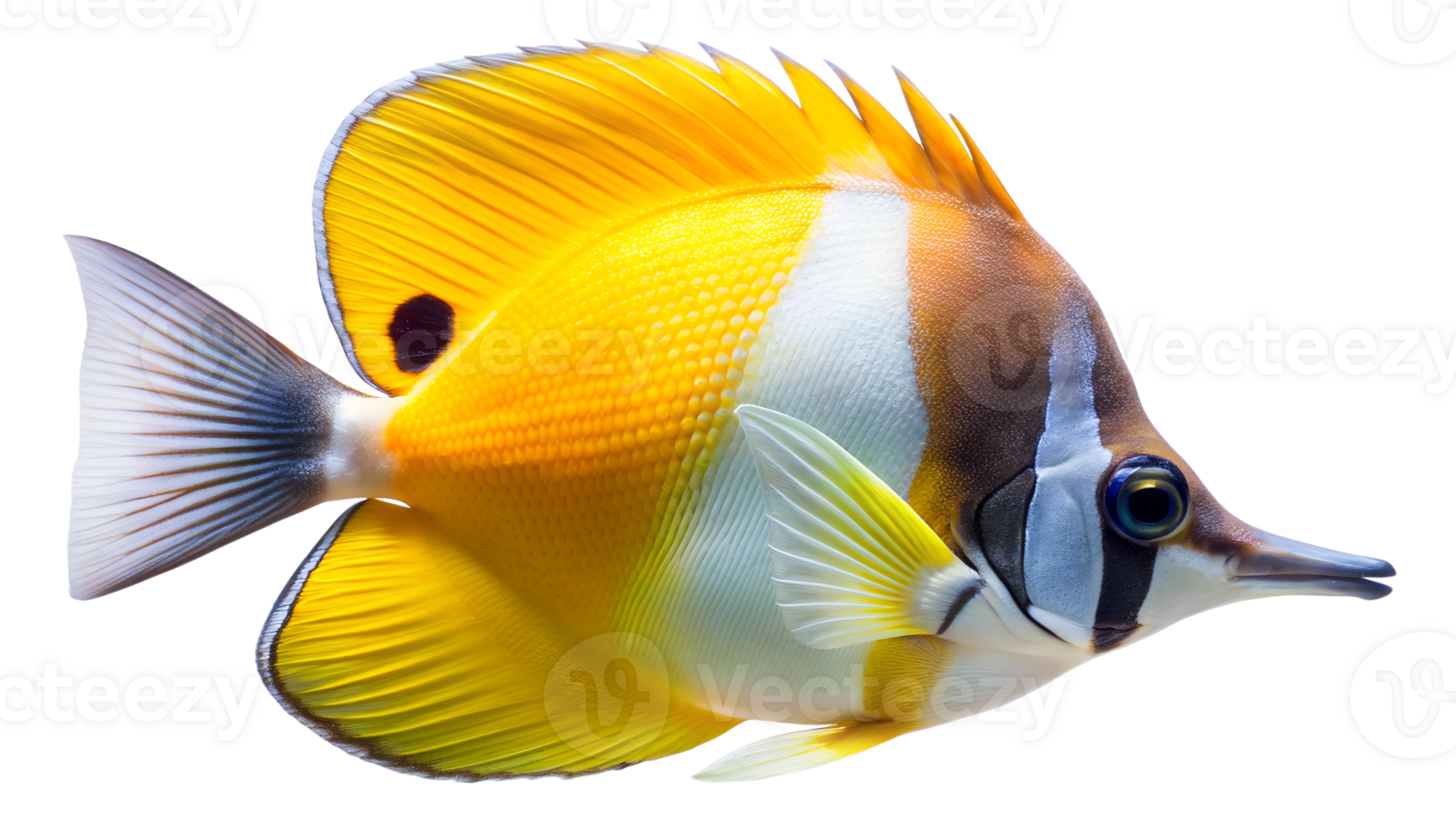 Longnose Butterflyfish isolated on background png