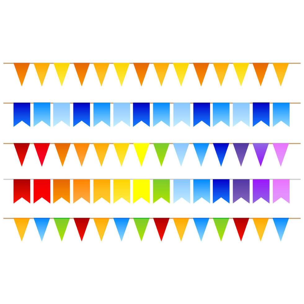 Collection of garlands of flags. design elements. Festive set. illustration vector
