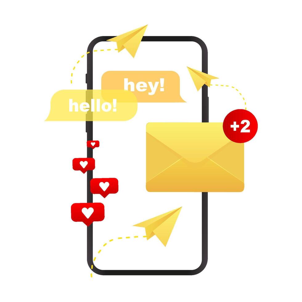 smartphone with bubble text template. Incoming, open messages. illustration vector