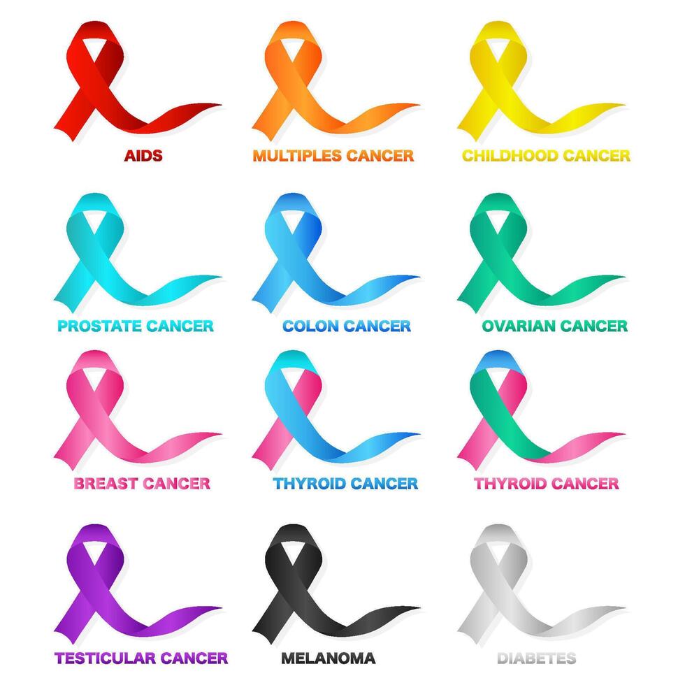 a set of informative tapes about cancer. illustration vector