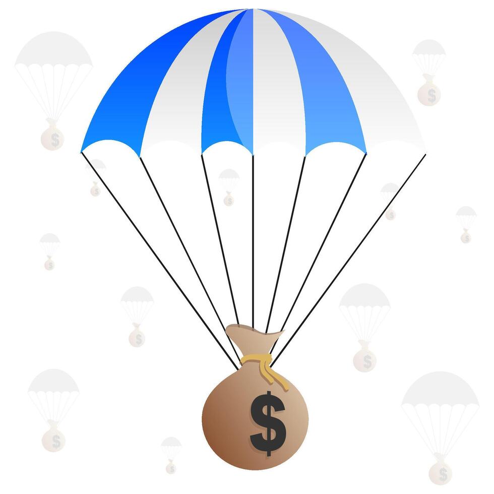 parachute gradient icon. money distribution with parachute concept. illustration vector