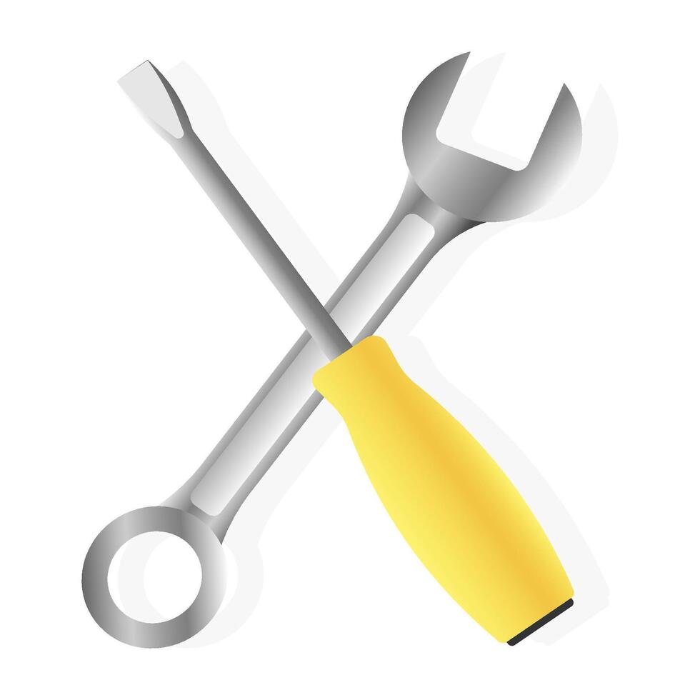 Realistic tool set Screwdriver and wrench. Isolated object. illustration vector