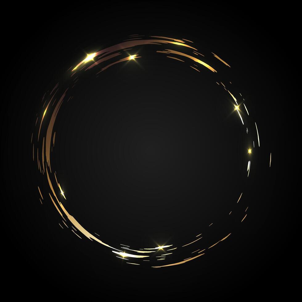 Gold Sparkling Ring Isolated on Black Background vector
