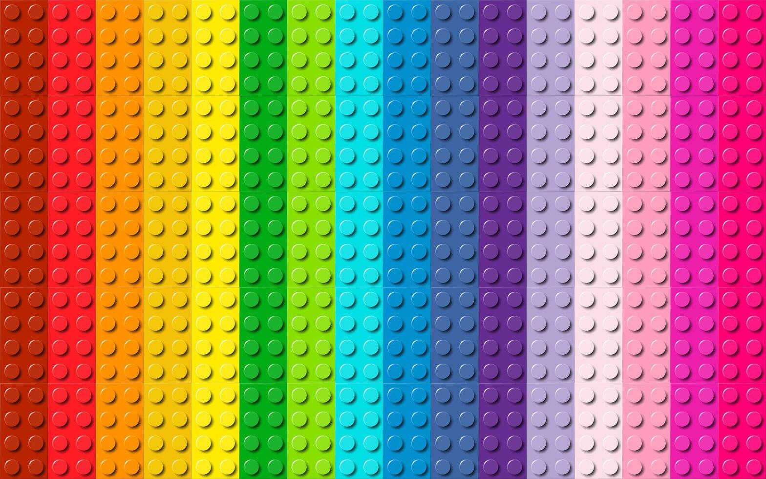 Many plastic building toy blocks background. Wallpaper of bricks in different colors. Close-up of a colorful bricks viewed from above. Abstract background illustration vector