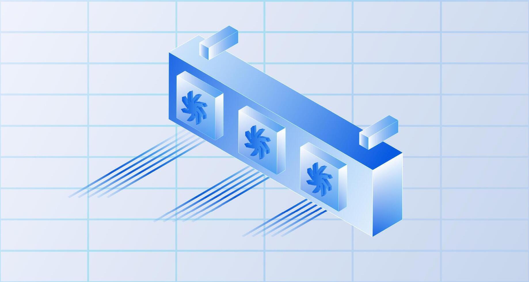 Ventilation isometric concept. Computer fans components vector