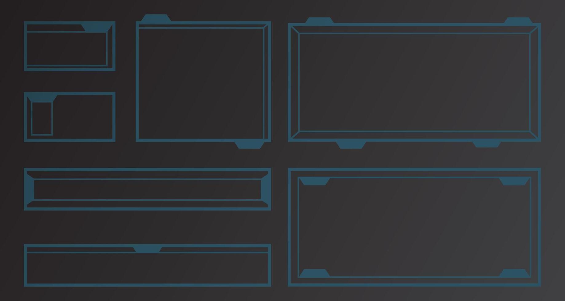 Online game, streaming frame layout. Modern futuristic frame line vector