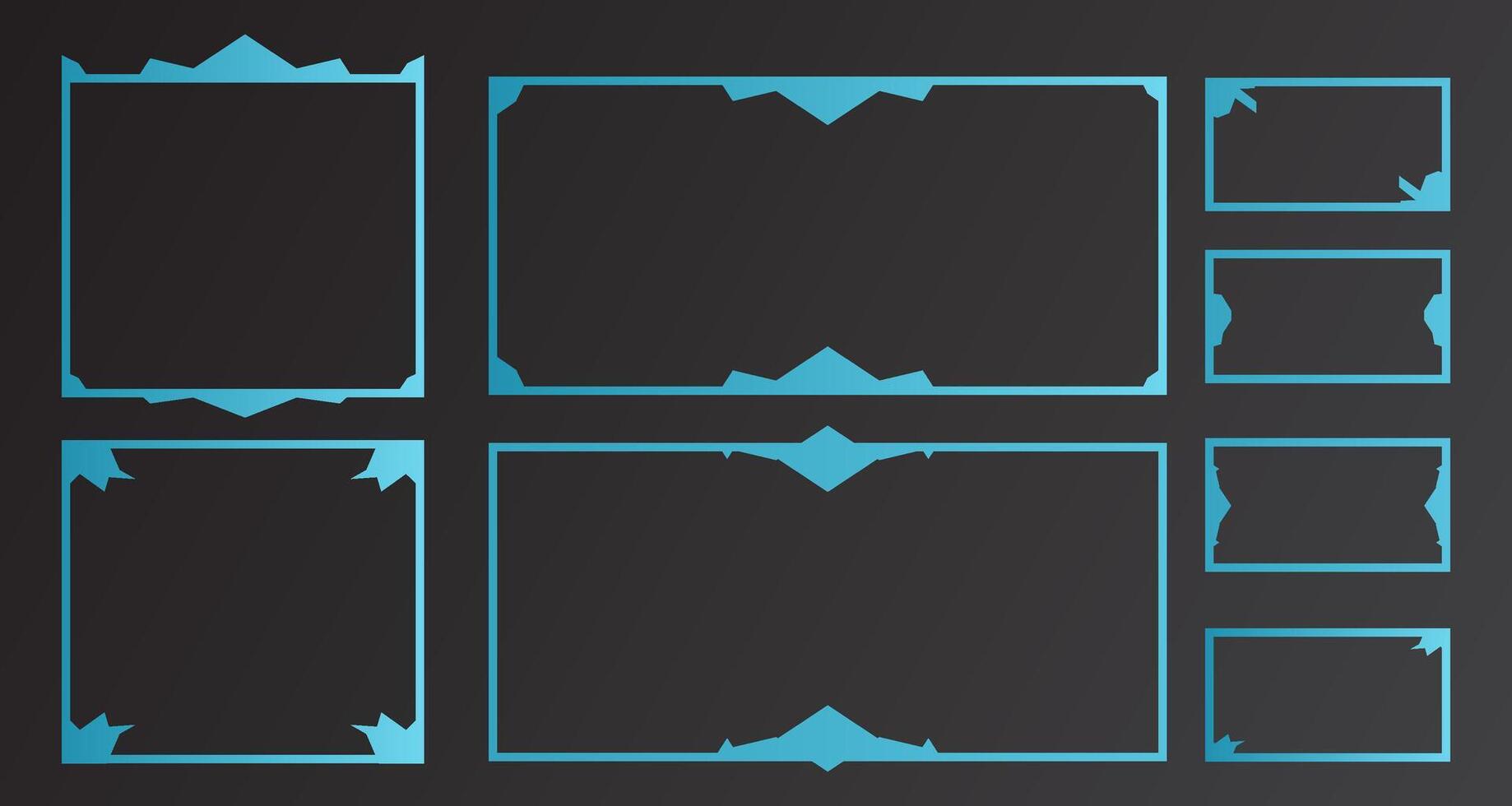 Set of frame game, live stream interface. Abstract digital user interface vector