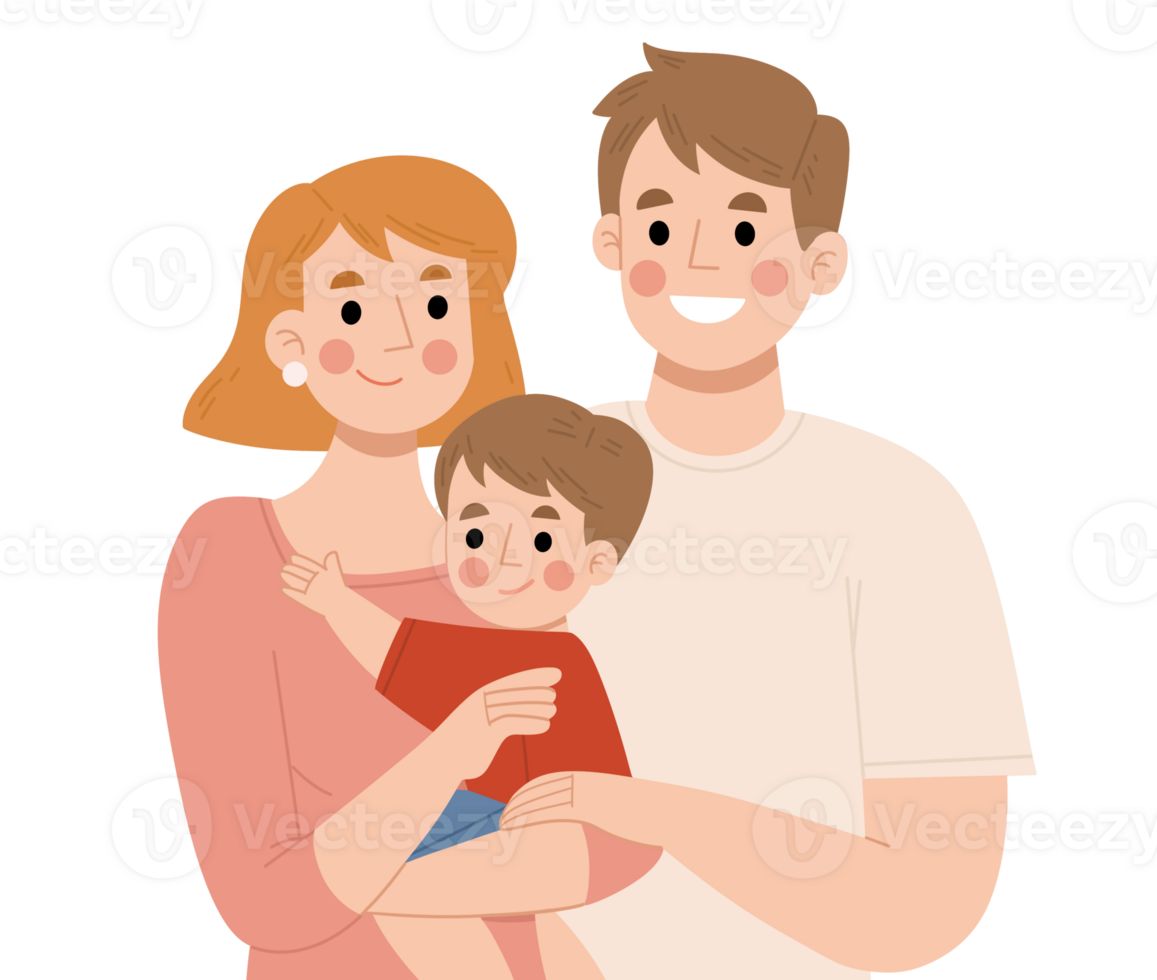 Portrait of a happy family cartoon illustration png