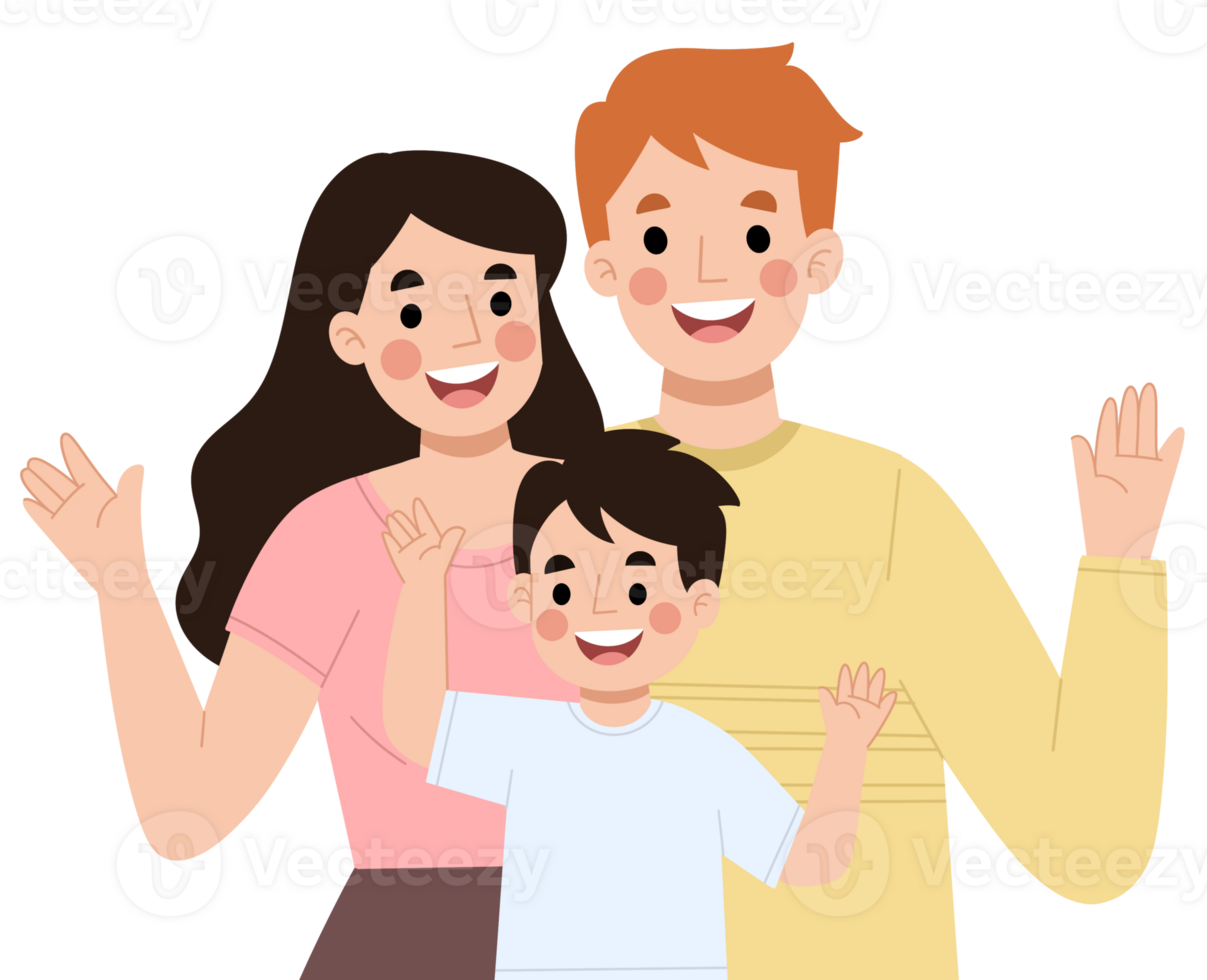 Portrait of a happy family cartoon illustration png