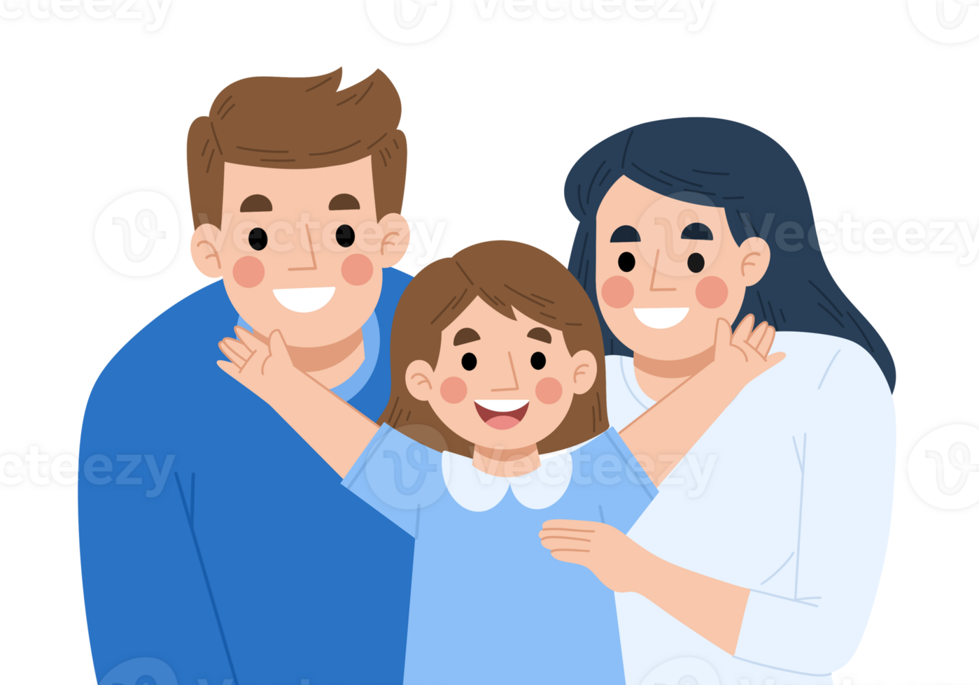 Portrait of a happy family cartoon illustration png