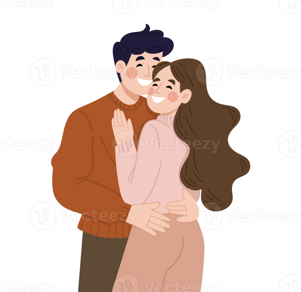 Romantic couple cartoon flat illustration png