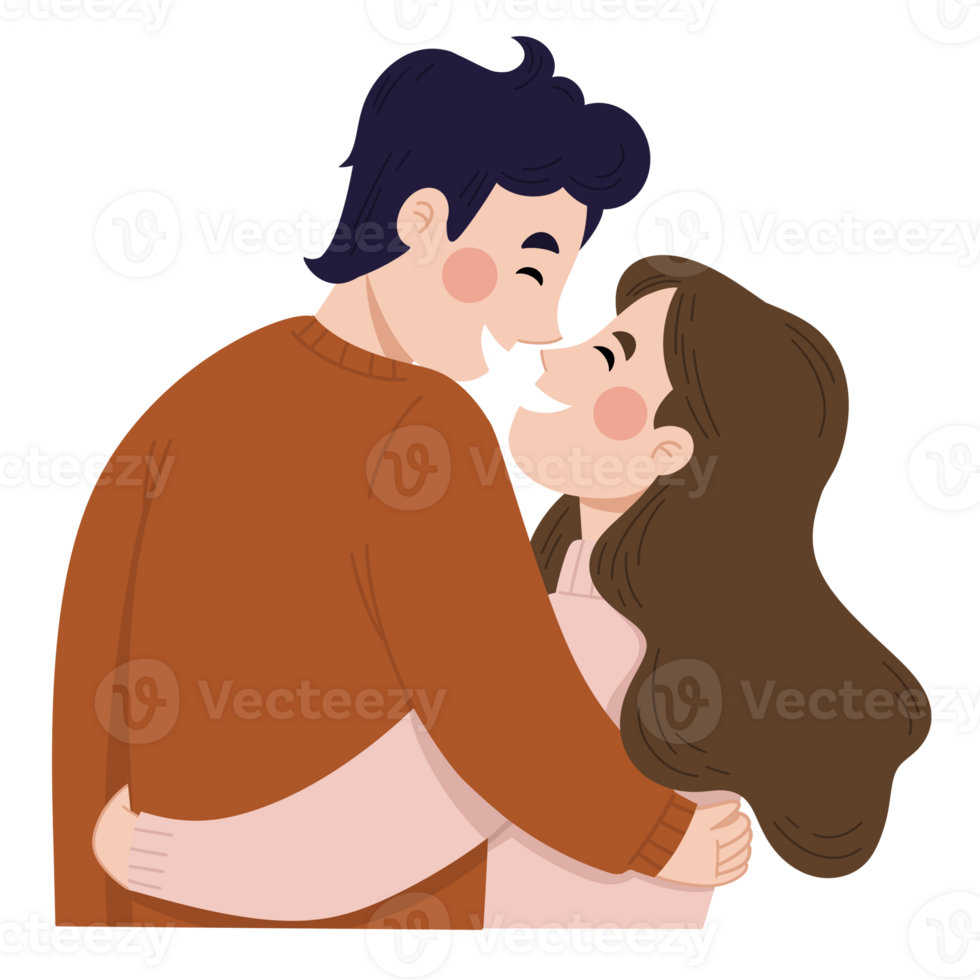 Romantic couple cartoon flat illustration png