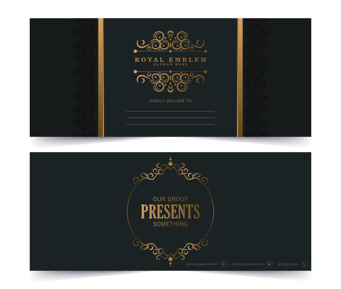 luxury gold emblem invitation card template vector