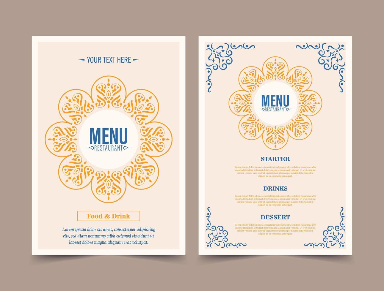 Classic Menu Layout with ornamental Elements vector