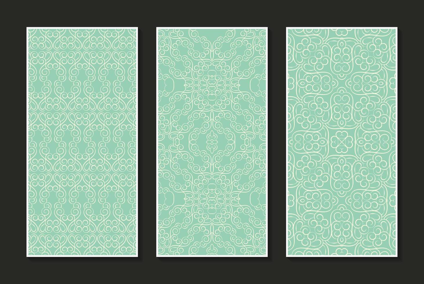 Vintage vertical card pattern set vector