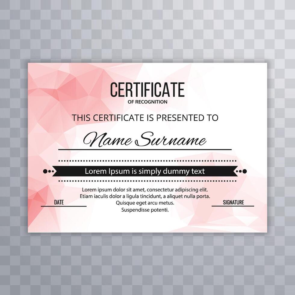 Certificate appreciation or certificate template polygon design vector