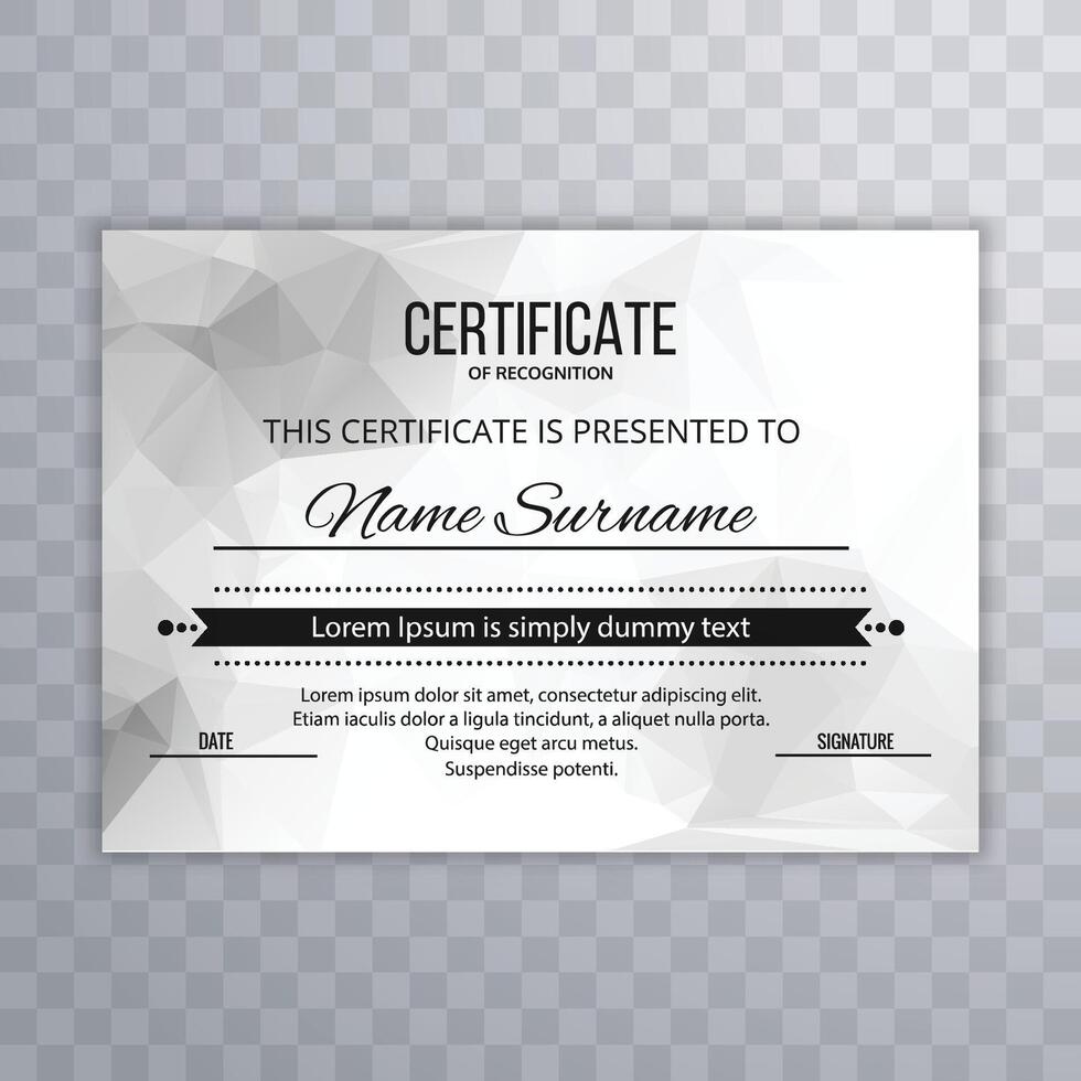 Certificate appreciation or certificate template polygon design vector