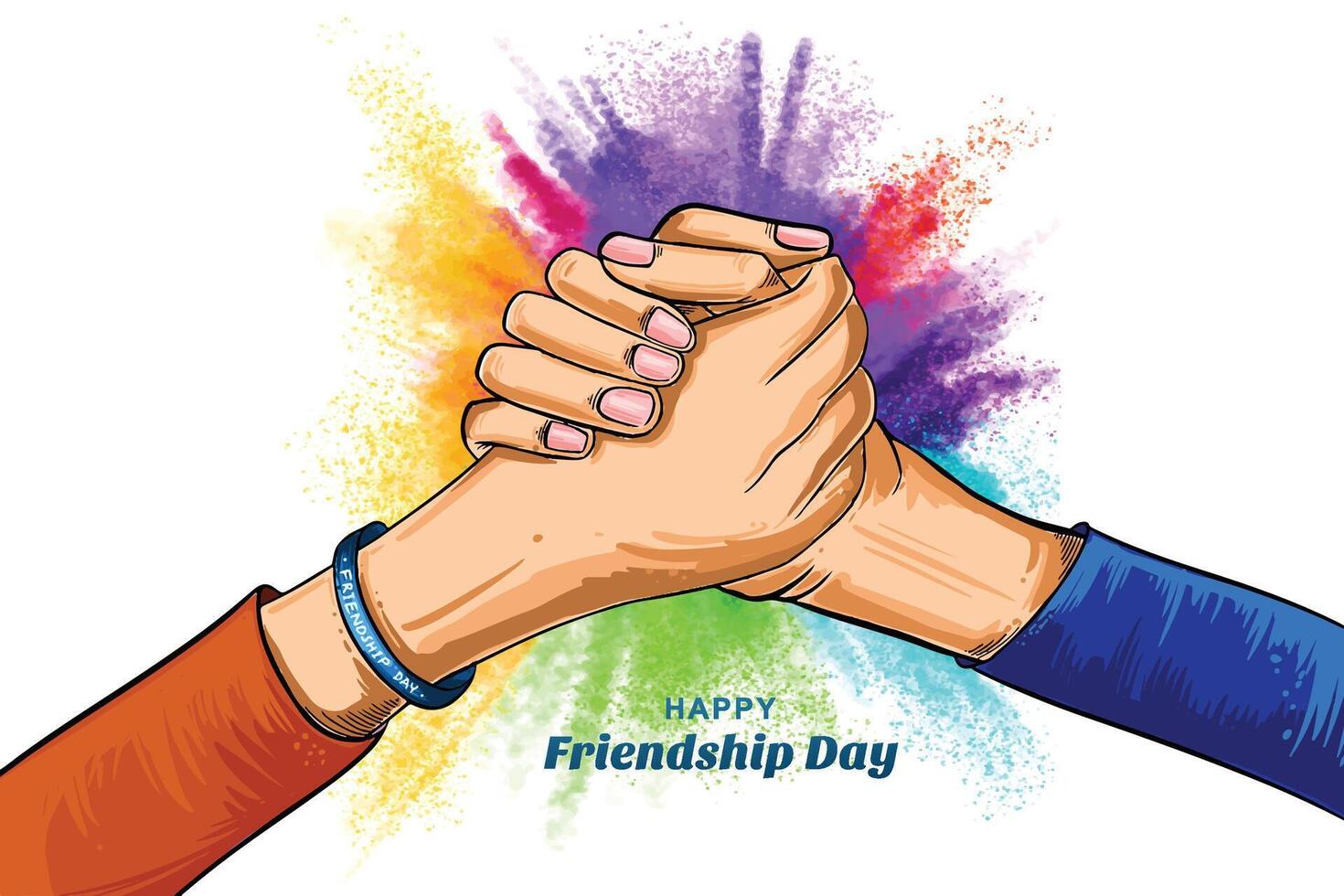 Beautiful card for friendship day with holding promise hand background vector