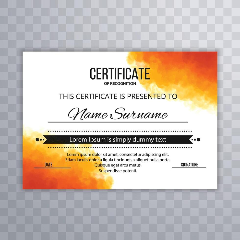 Modern elegant certificate template with colorful splash design vector
