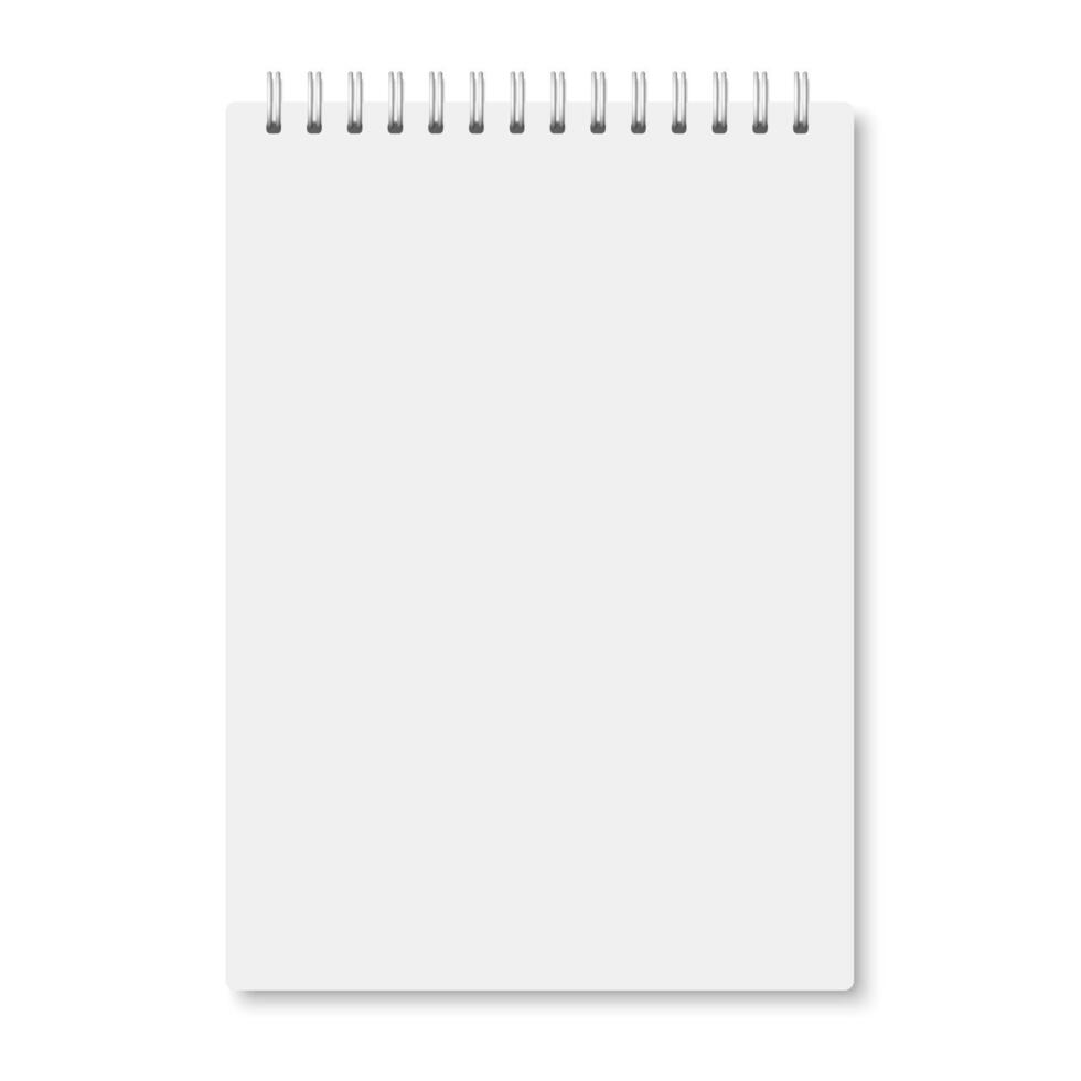 White realistic a5 notebook closed with shadows vector