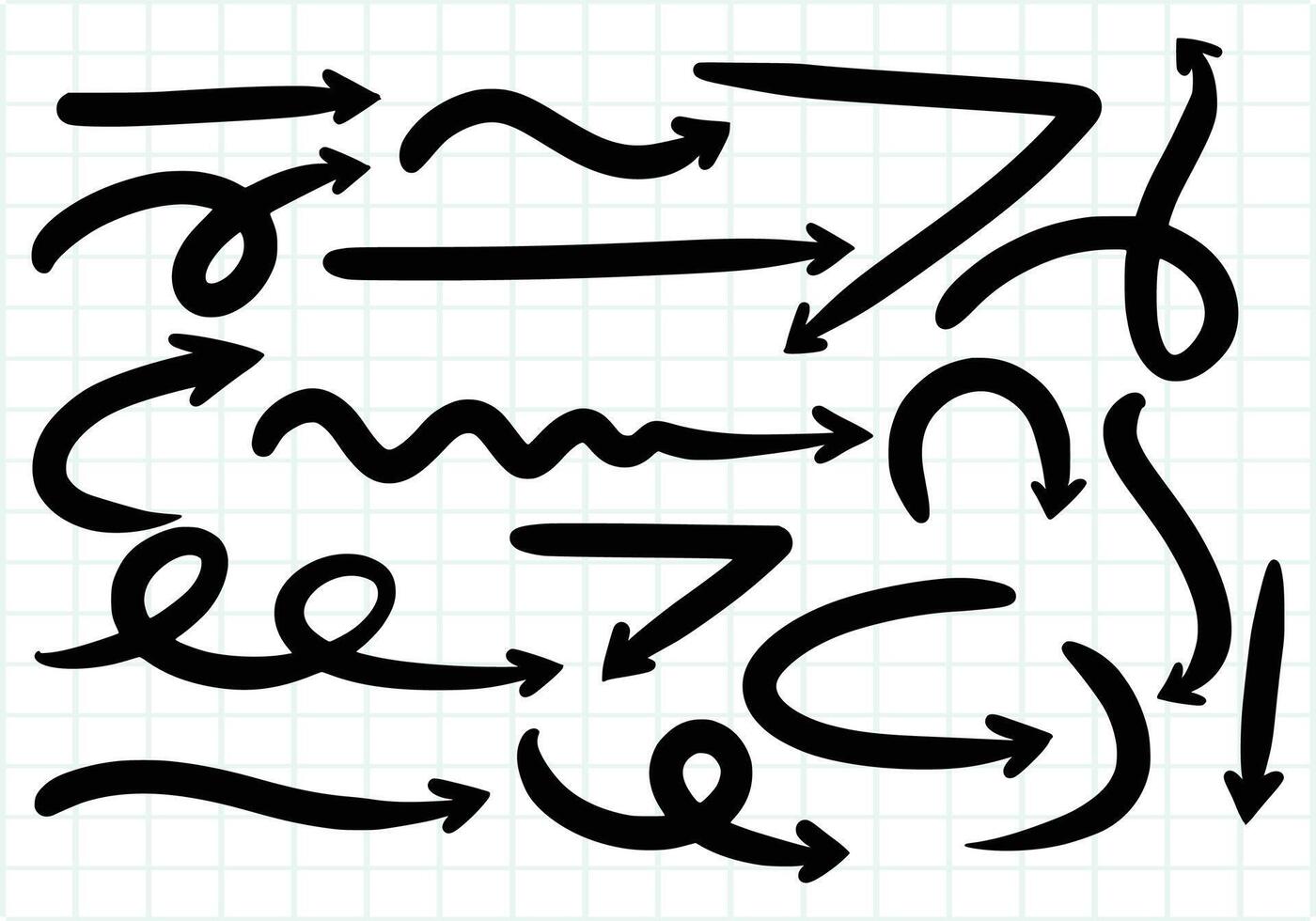 Hand draw doodle arrow sketch set design vector