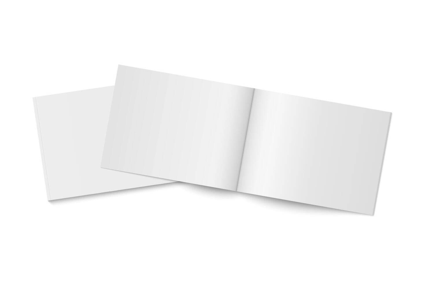 mockup of two white paperback magazines with transparent shadow. vector