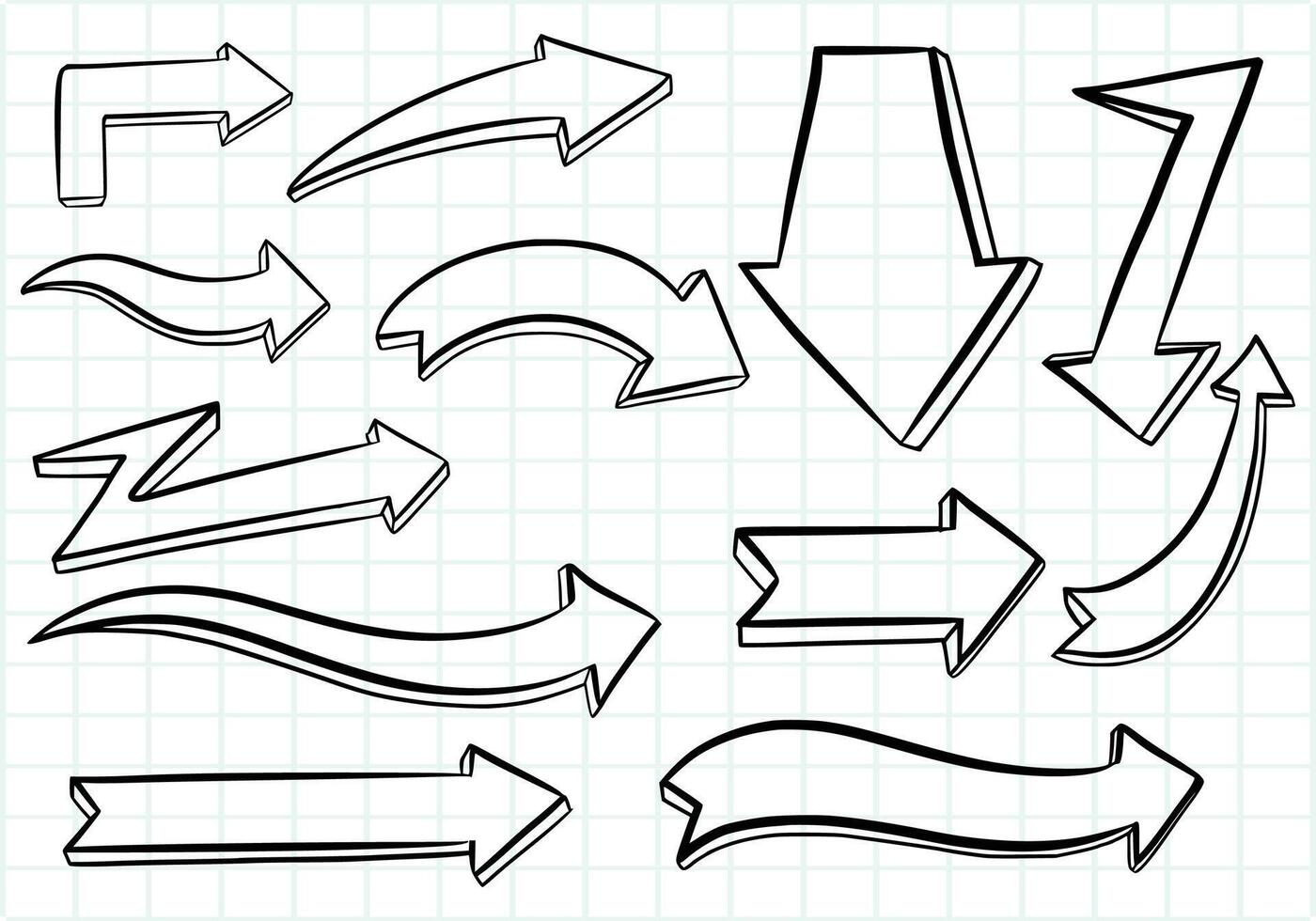 Hand draw directional arrows set sketch design vector