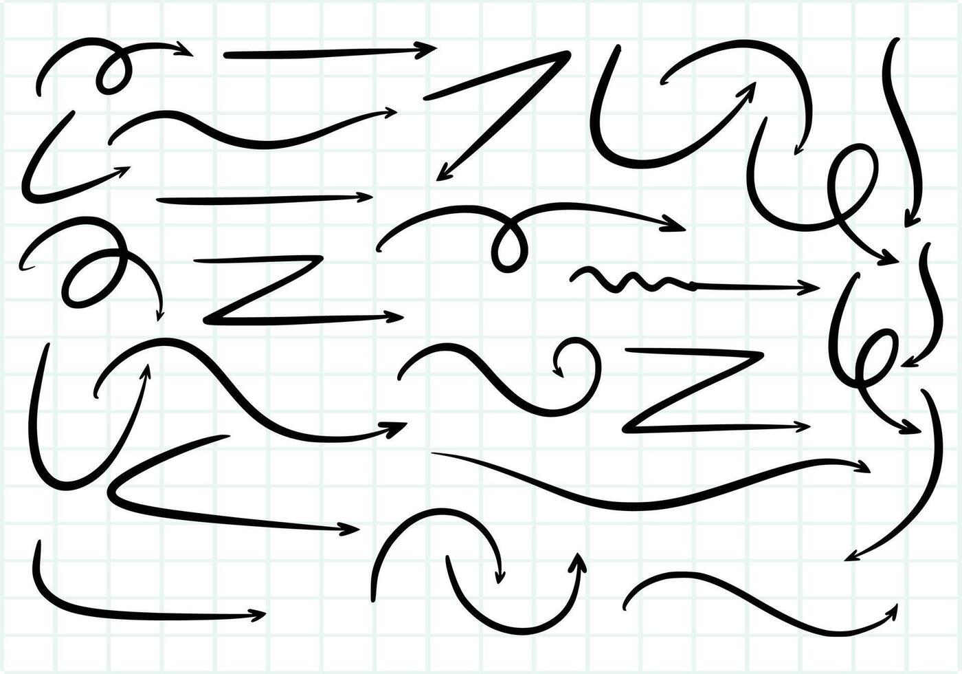 Modern hand drawn creative doodle arrow set sketch vector