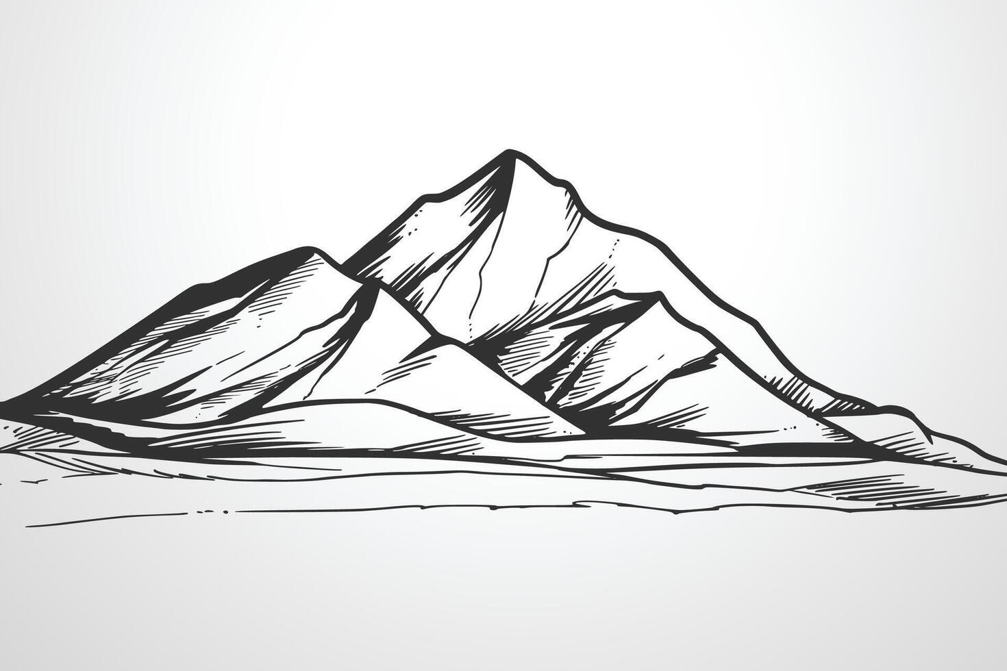 Beautiful hand draw landscape with mountain outline sketch design vector