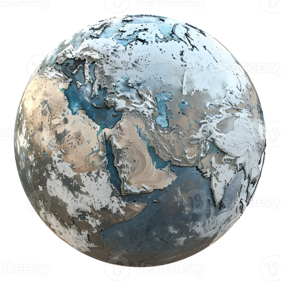 dying planet earths, isolated on transparent backgrounds, AI-Generated png