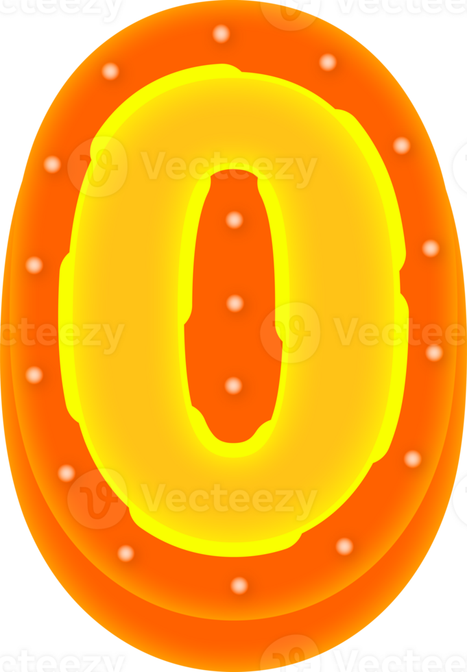 Lettering 3D Cinema light Alphabet Number 0 png