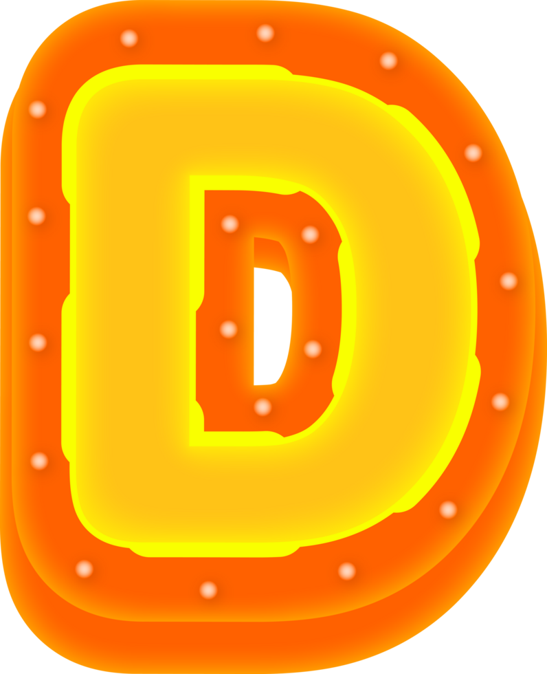 Lettering 3D Cinema light Alphabet D png