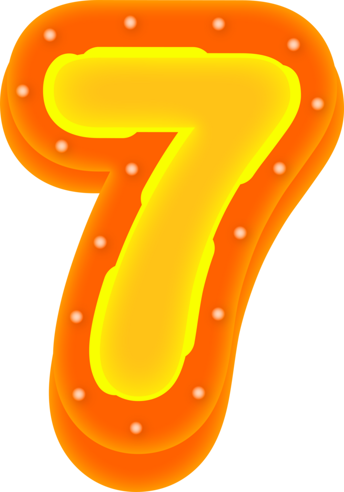 Lettering 3D Cinema light Alphabet Number 7 png