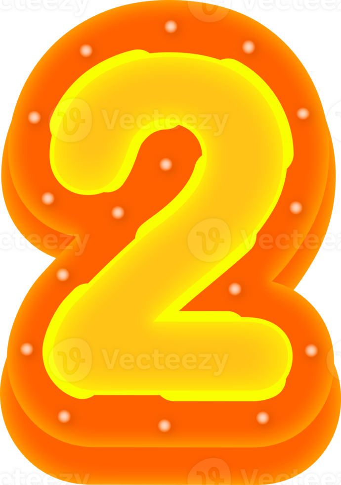 Lettering 3D Cinema light Alphabet Number 2 png