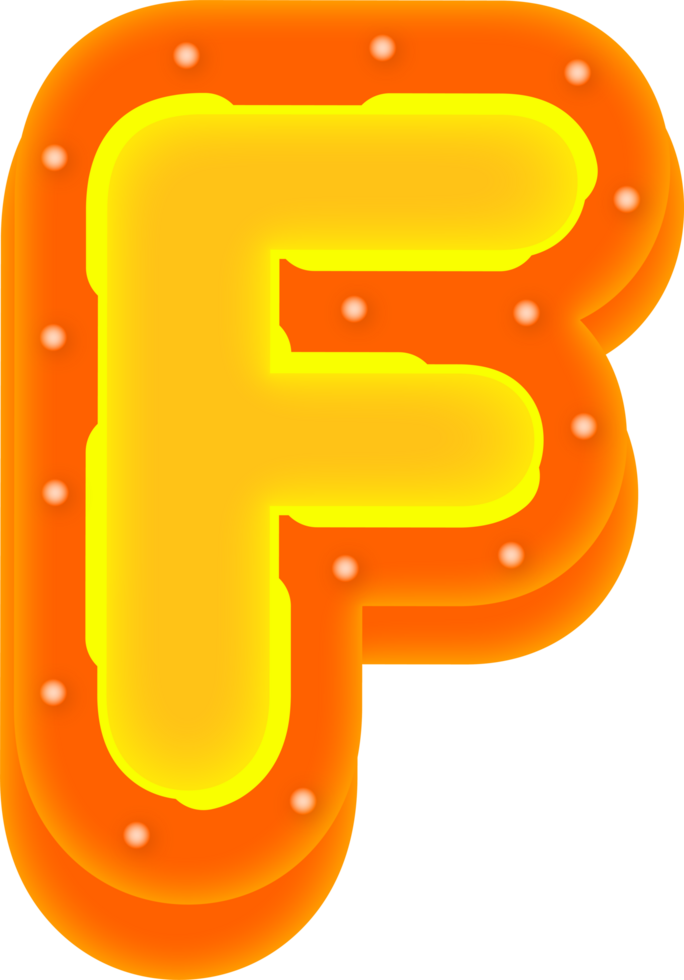 Lettering 3D Cinema light Alphabet F png
