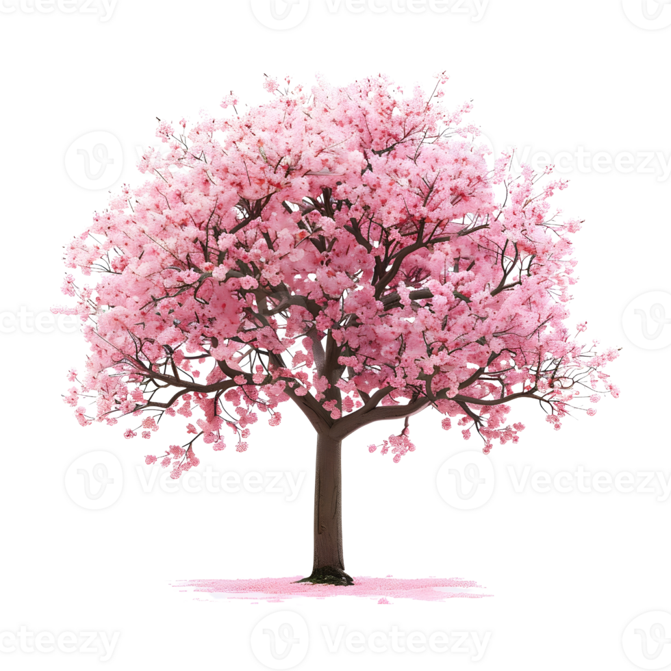A pink tree, isolated in transparent backgrounds, AI-Generated png