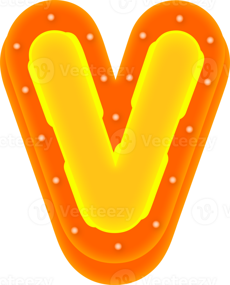 Lettering 3D Cinema light Alphabet V png