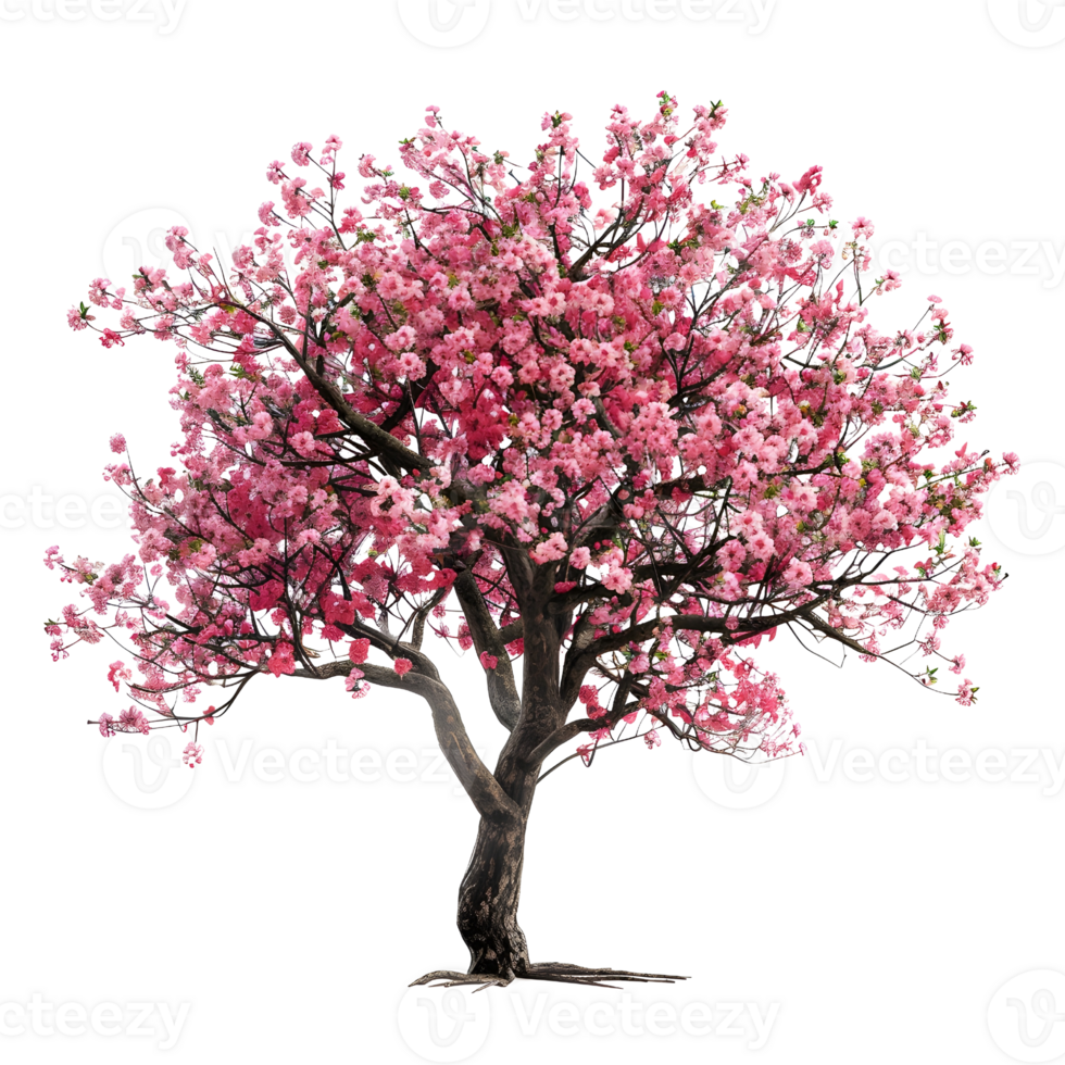 A pink tree, isolated in transparent backgrounds, AI-Generated png