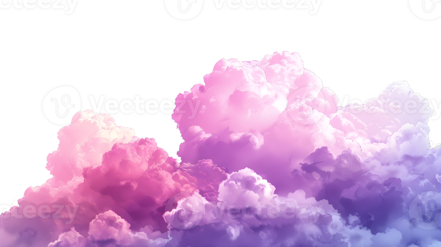 Multi-colored clouds isolated on a transparent background, AI-Generated png
