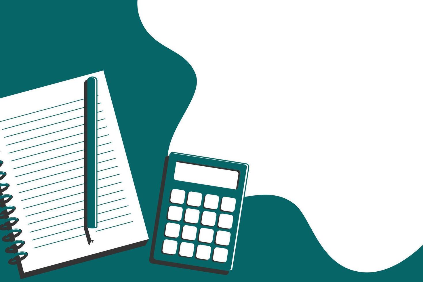 Background design related to writing, task or schedule, notebook, pencil and calculator vector