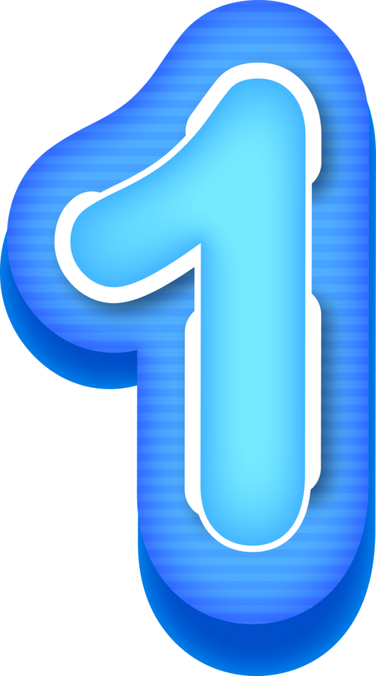 Number 1, Blue Tech Effect Alphabet png