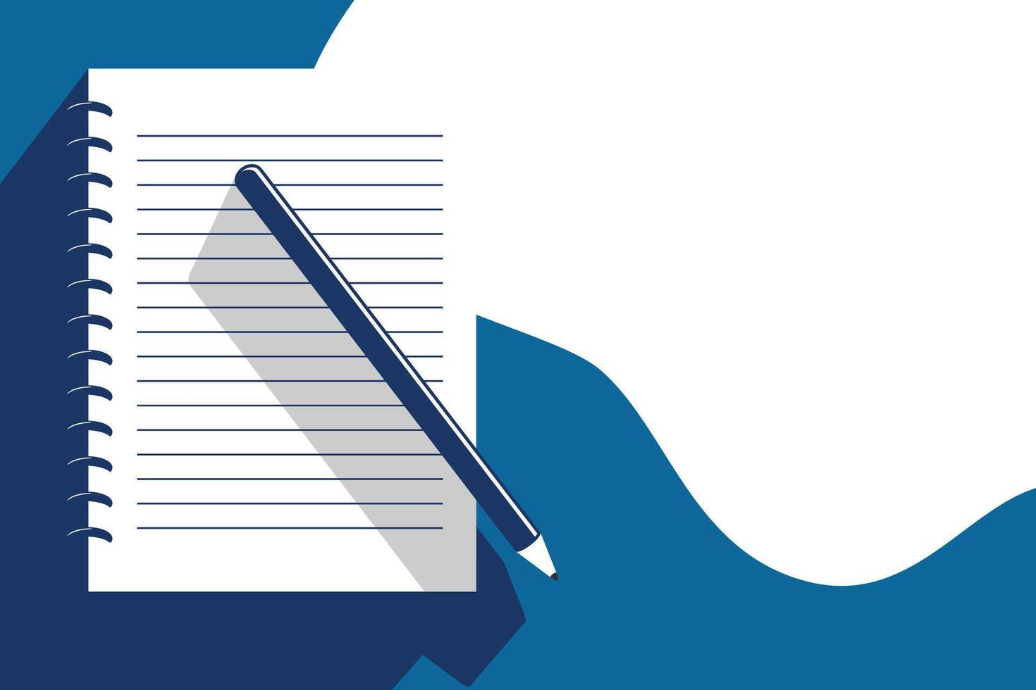 Notebook illustration with pencil and blank space at left side vector