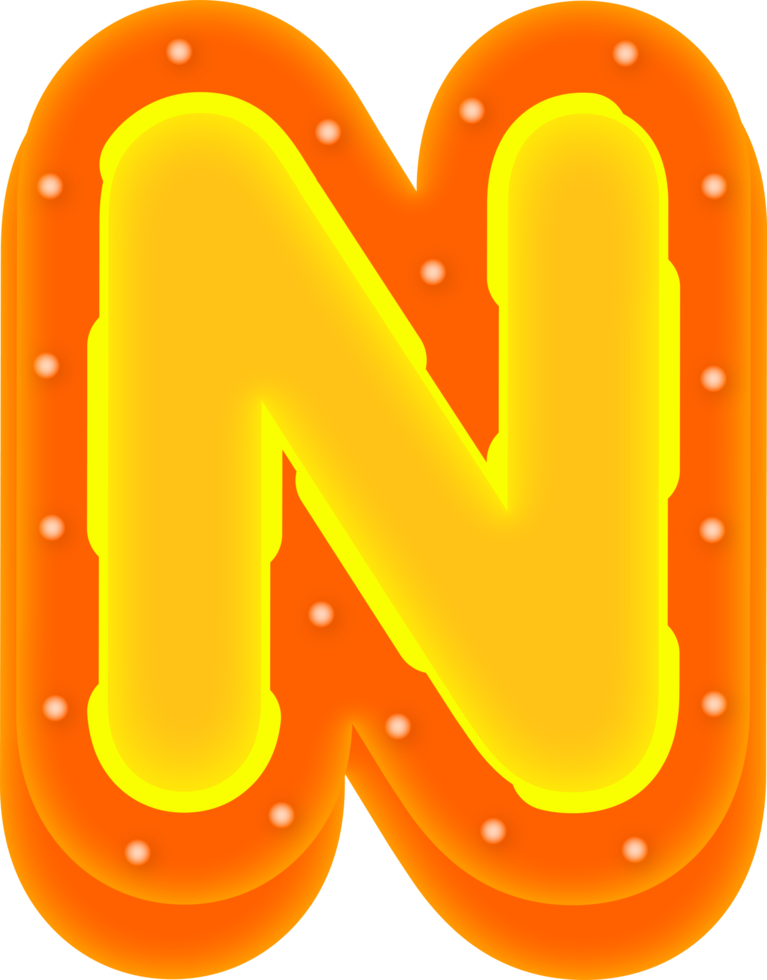 Lettering 3D Cinema light Alphabet N png