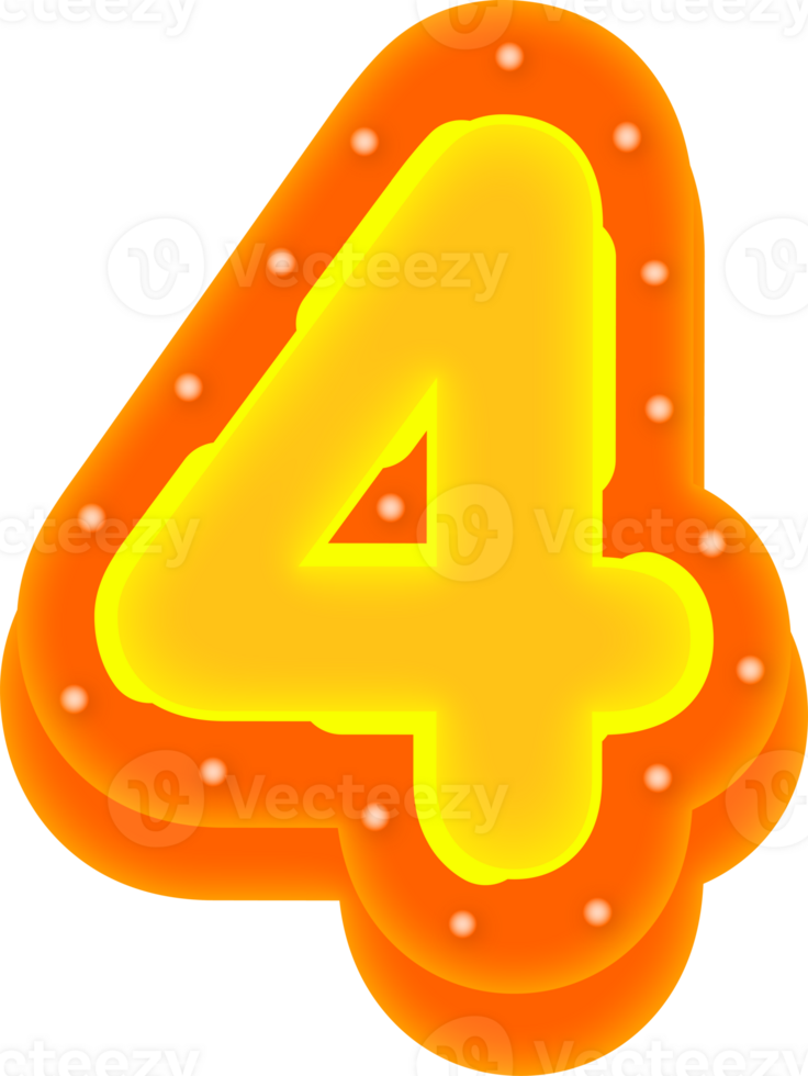 Lettering 3D Cinema light Alphabet Number 4 png