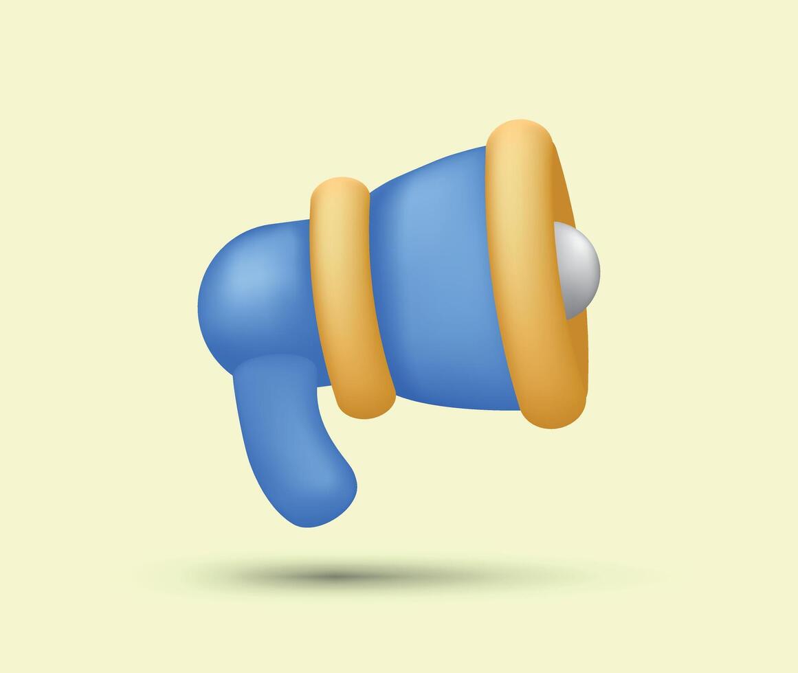 Cute 3D style megaphone icon related to publication or information vector