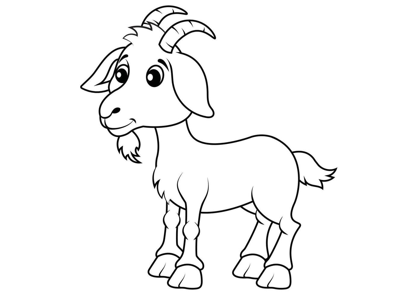 Black and White Cartoon Goat Flat Design. Coloring Pages vector