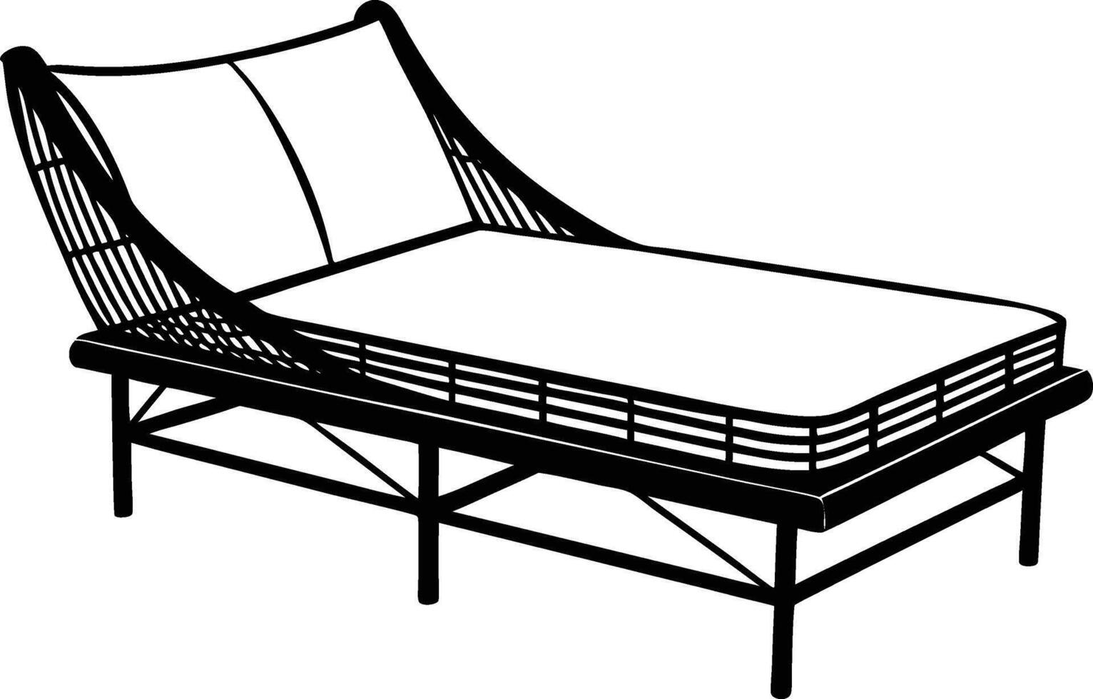 Rattan Daybed illustration silhouette design vector