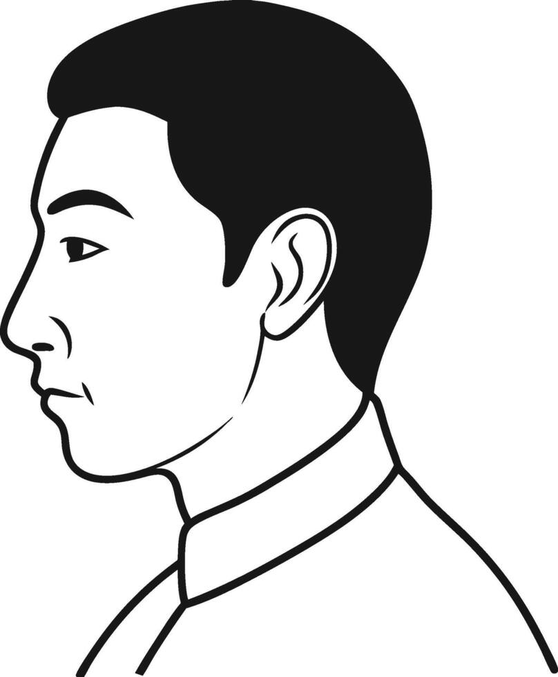 Man.Black and White Cartoon Illustration of Male Face for Coloring Book vector